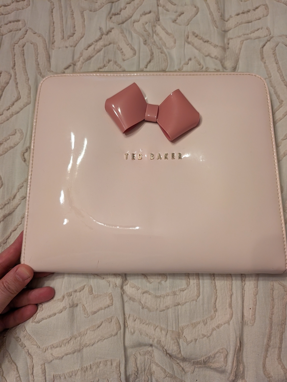 Ted Baker Pink Patent Bow Tablet Sleeve